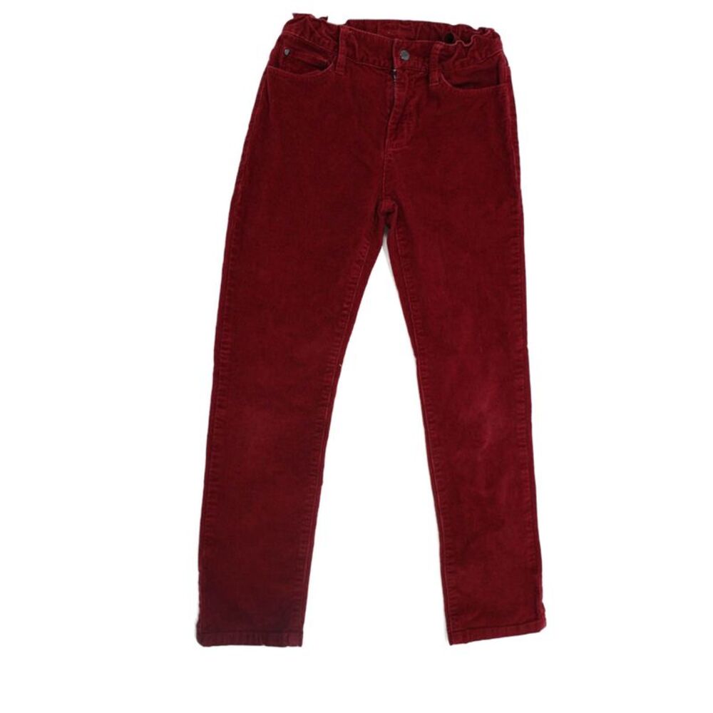 Jacadi Girls Cotton Stretch Buttoned Straight Ankle Pants Red Size 10